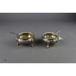 Pair of Victorian silver salts and spoons 169grams