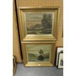 2 Gilt Framed Oils - Lake Scenes