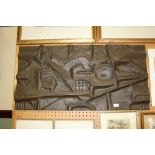 20th Century, Manner of Eduardo Paolozzi (1924-2005), Brown patinated fibreglass panel - Abstract