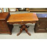 Victorian mahogany fold over tea table (lacking top)
