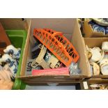 Box of Old Hornby 3 Rail Track, Rolling Stock etc