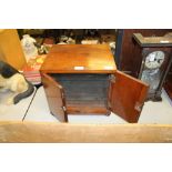 Yew wood collectors cabinet with glass shelves