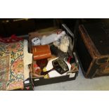 Box including Binoculars, dressing wares etc