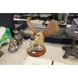 Franklin MInt 'The Eagle Owl' study with wooden plinth