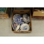 Various blue and white pottery, Booths etc