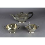 3 piece - silver tea pot, sugar, spoon and cream (1100g)