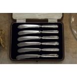 Cased set of silver handled tea knives