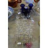 Bristolware vases - some Sherwood Foresters, chemist bottle, glass funnel, custard ladles etc