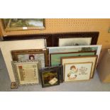 Various prints, needleworks, etc