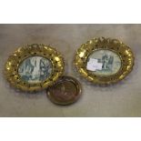 Pair 1920's brass plaques - view of York