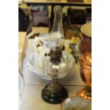 Victorian brass and glass oil lamp