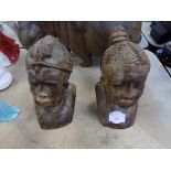 2 African Hardwood Busts