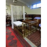 4'6" brass half tester bed