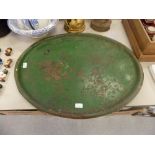 Victorian green painted oval tray