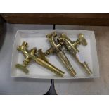 3 Victorian cast brass taps - one stamped J Bowerbank, Penrith