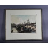 Cyril Henry Barraud (1877-1965) after Edward King - Coloured Etching - 'Blackfriars Bridge', 27cm