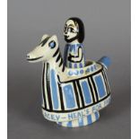 Bernard Moss (b. 1923) - Black and blue decorated pottery advertising figure for Heal's fabrics,