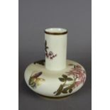 A Royal Worcester 'Blush Ivory' spill vase, decorated in colours and gilt with flowers and