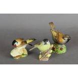 Three Royal Worcester porcelain bird figures - 'Goldfinch', 'Marsh Tit' and 'Sparrow', all