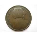 Victoria Bun Head bronze Farthing, obverse brockage