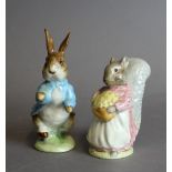 Two Beswick pottery 'Beatrix Potter' figures - 'Goody Tiptoes' (gold backstamp) and 'Peter
