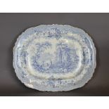 A 19th Century William Ridgway & Co blue and white pottery ashette, printed with the 'Ancient Ruins'