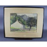 Early 20th Century - Watercolour - Lakeland cottage view, 25cm x 35cm, inscribed to a Mrs King,