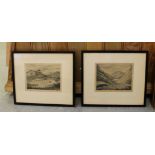 E.P. Yates - Two etchings - 'Head of Ullswater' and 'Kirkstone Pass', each 15cm x 20cm, signed, in