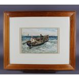 John Robertson Reid (1851-1926) - Watercolour - 'Fishing', three men in a rowing boat, 18cm x