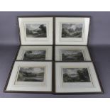 19th Century - Six coloured engravings - Lakeland views, various artists, each 13cm x 18cm, one with