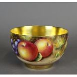 A Royal Worcester porcelain circular bowl, decorated with fruit by Chris Smith, 11cm diameter x