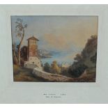 Attrib. William Crouch (1817-1850) - Watercolour - 'Bay of Naples', 19cm x 24cm, in gilt swept frame