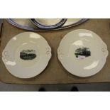 Two Victorian white glazed pottery plates, each printed with Silloth scenes - 'Silloth Pier' and '