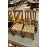 Pair highback oak dining chairs