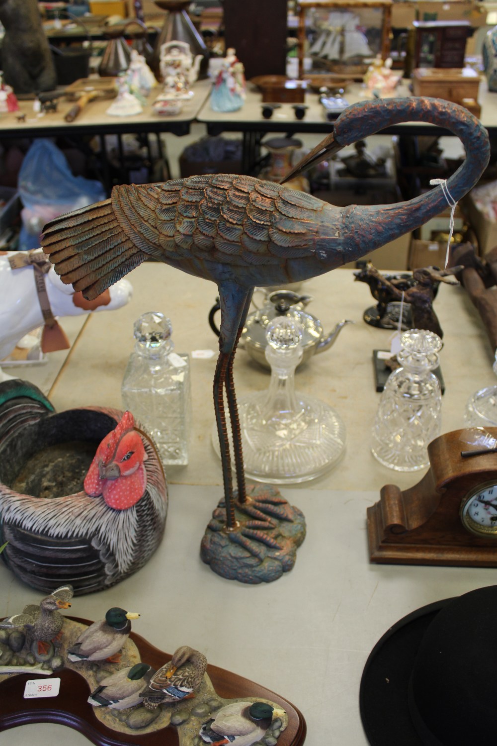 Large metal Heron figure