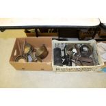 1 box of brass pans and 1 box other brassware items