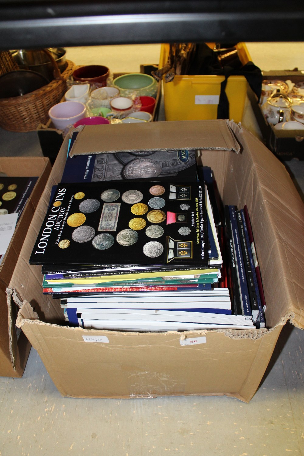 Box of coin auction catalogues