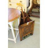 Corner umbrella stand and 3 walking sticks