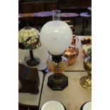 Art Nouveau cut glass duplex double burner oil lamp