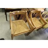 Two rush seated Vico Magistretti chairs