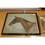 •Frank Prosser (1895-1950) - Pastel - Portrait of a bay horse 'Gin', 36cm x 45cm, signed and dated