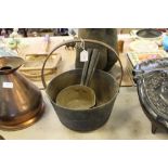 Brass pot and three pans