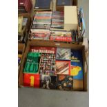 Two boxes of Beatles books and CD's, Folk CD's, DVD's, etc.