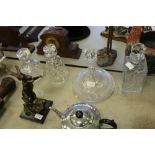 Four glass decanters