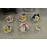 6 Staffordshire & Adderly floral ornaments