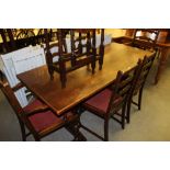 Oak refrectory table nd 6 chairs