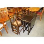 Oak drop leaf table and 4 chairs