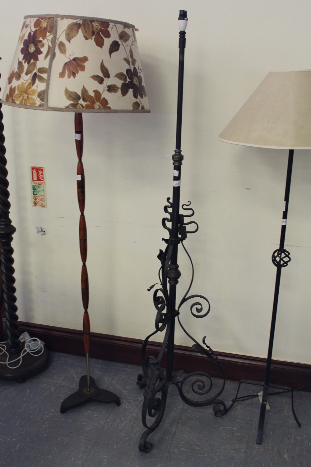 Ebonised metal Victorian standard lamp