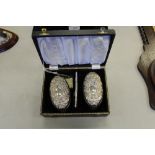 Cased pair silver brushes