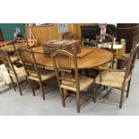 Large extending oval table with 8 chairs